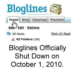Bloglines.com Shuts down October 1st 2010