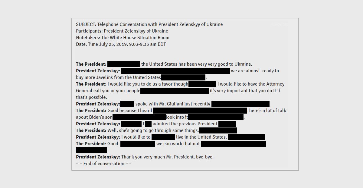 If Democrats Could Redact the Ukraine Call with Trump If Democrats Could Redact the Ukraine Call with Trump
