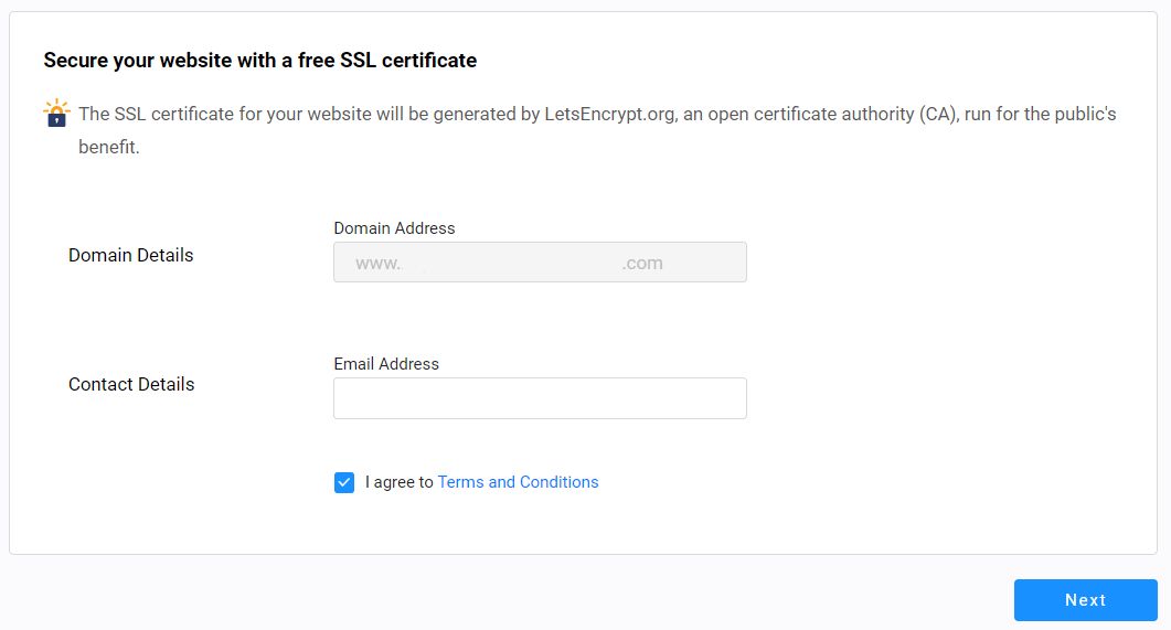 enter email enter email for free SSL certificate
