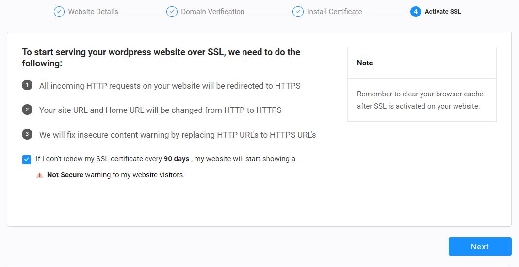 start serving Free SSL Certificate start serving