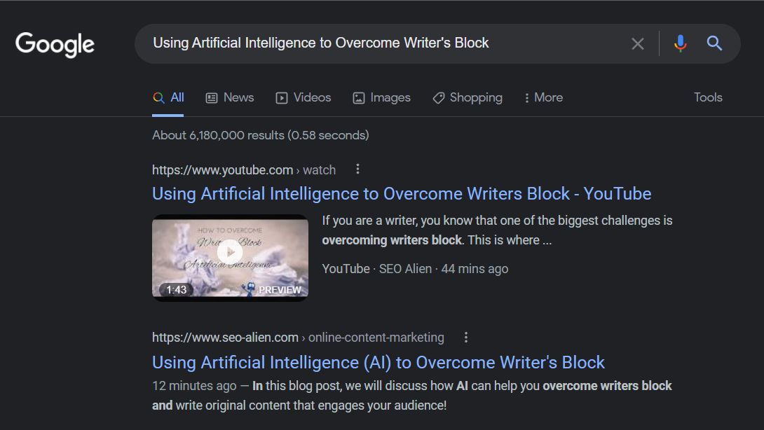 Using Artificial Intelligence to Overcome Writer's Block Using Artificial Intelligence to Overcome Writer's Block
