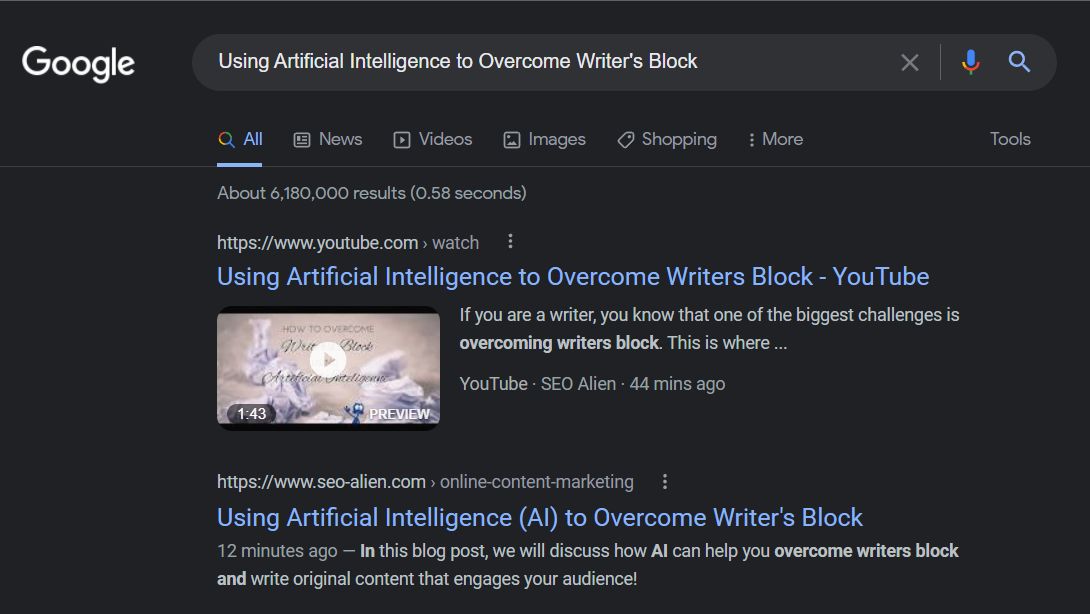 Using Artificial Intelligence to Overcome Writer's Block