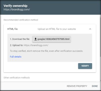 Verify your website ownership